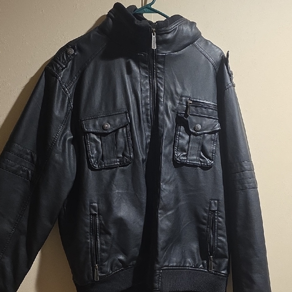 Brave Soul Men's Black Leather Jacket